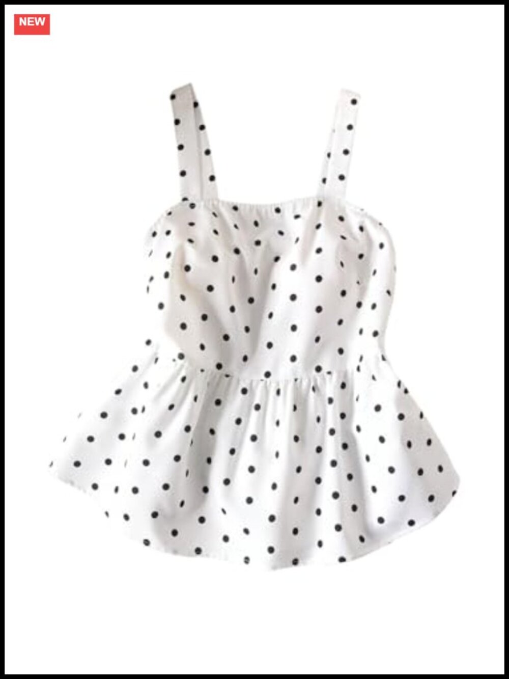 Plus Size Polka Dot Babydoll Tank Top Tie Back Ruffle Peplum Sleeveless